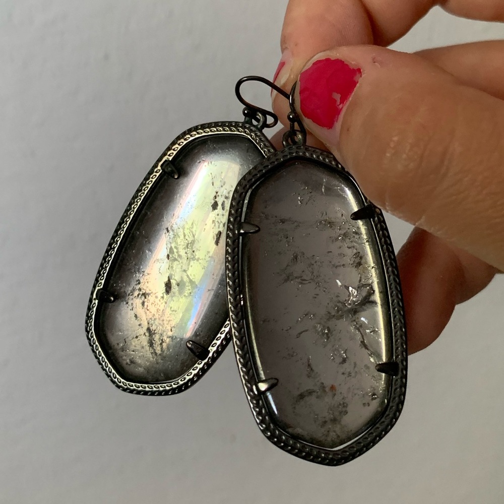 Gun metal and mirror rock Danielle earrings